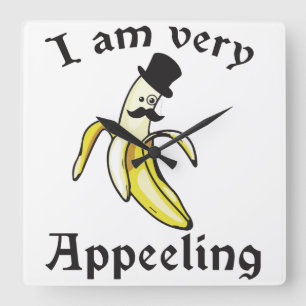 私は非常に魅力的である – Banana Pun スクエア壁時計
