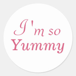 私は非常にYummyステッカー – 白 ラウンドシール