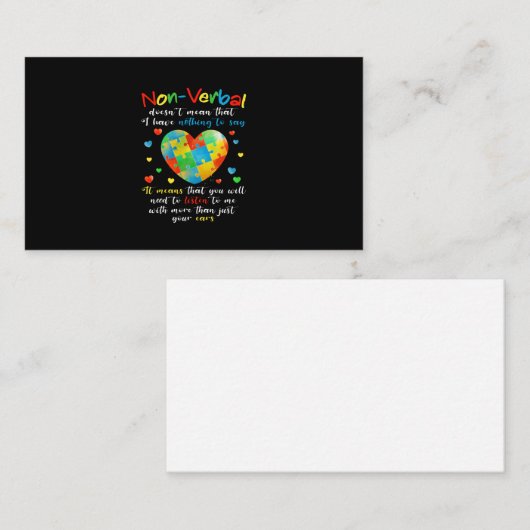 私は非言語的自閉症啓発パズル 名刺 (正面/裏面)