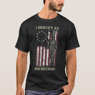 私は非Bidenary銃アメリカの旗の贈り物として識別する Tシャツ