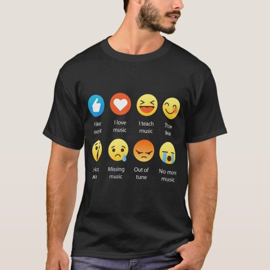 私は音楽かバンドオーケストラEmojiEmoticonを教えることを愛します Tシャツ (正面)