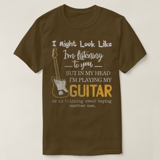 私は音楽ギタに聞似ているかもしれない Tシャツ (デザイン正面)