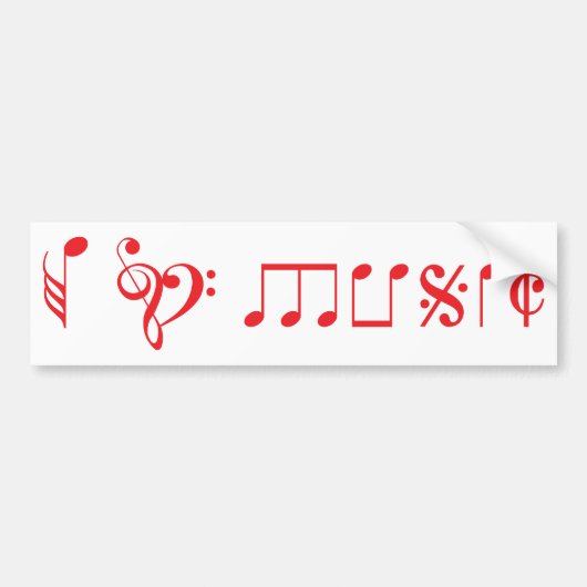 私は音楽ノートと書かれる音楽を愛します バンパーステッカー (正面)