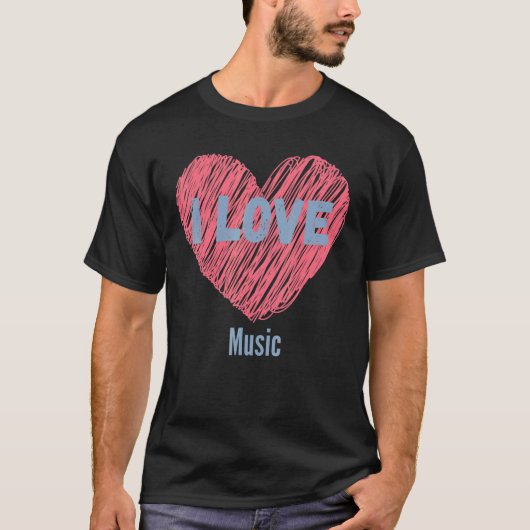 私は音楽ハートのイメージ趣味やホビーストが大好き Tシャツ (正面)