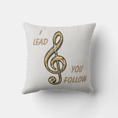 私は音楽リーダー後を追の金ゴールドクレフ、 音符記号指揮者を導く クッション (裏面)