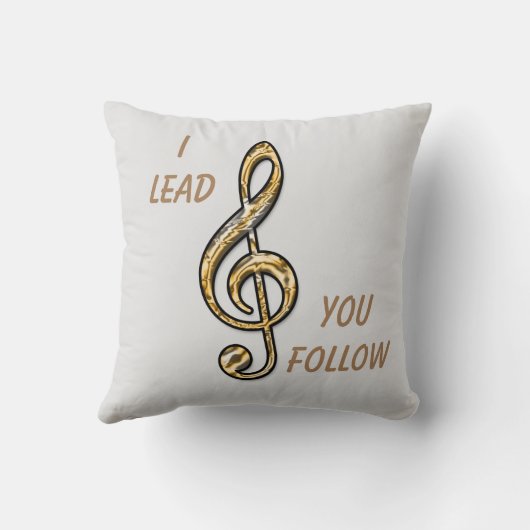 私は音楽リーダー後を追の金ゴールドクレフ、 音符記号指揮者を導く クッション (裏面)