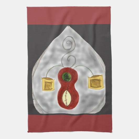 私は音楽抽象芸術楽器キッチンタオルが大好き キッチンタオル (縦)