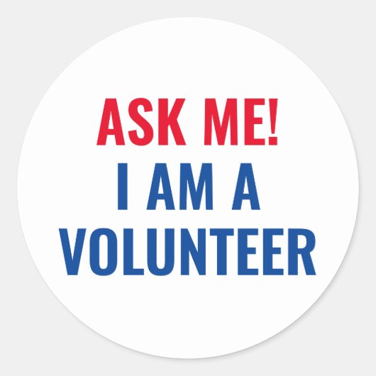 私は頼ボランティア赤白青文字 ラウンドシール (正面)