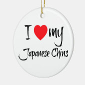 私は顎日本の犬をハート セラミックオーナメント (左)