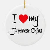 私は顎日本の犬をハート セラミックオーナメント (裏面)