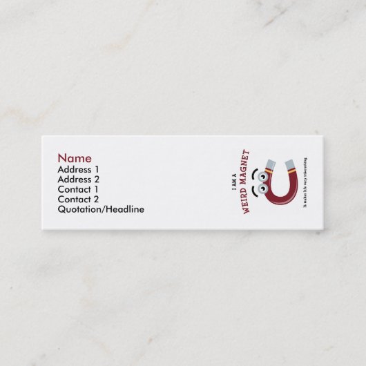 私は風変わりな磁石のプロフィールカードテンプレートです スキニー名刺 (正面)