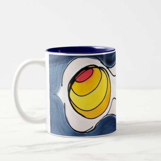 私は食べますモモを敢えてしますか。 ツートーンマグカップ (左)