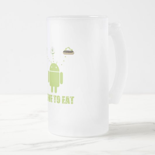 私は食べることを愛します(人間の特徴をもつソフトウェア開発者のユーモア) フロストグラスビールジョッキ (正面右)