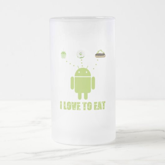 私は食べることを愛します(人間の特徴をもつソフトウェア開発者のユーモア) フロストグラスビールジョッキ (中央)