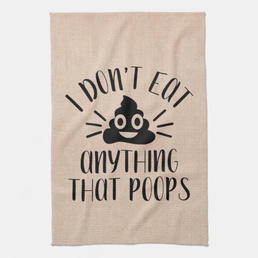 私は食べ何もウンチ、ビーガン キッチンタオル (縦)