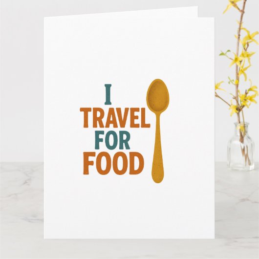 私は食べ物のために旅行 – ヴィンテージスプーンアドベンチャー カード (黄色い花)