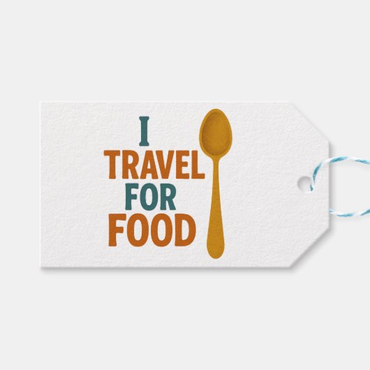 私は食べ物のために旅行 – ヴィンテージスプーンアドベンチャー ギフトタグ (正面(横))