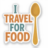 私は食べ物のために旅行 – ヴィンテージスプーンアドベンチャー シール (正面)