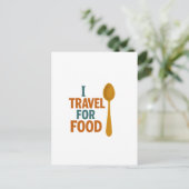 私は食べ物のために旅行 – ヴィンテージスプーンアドベンチャー ポストカード (スタンド正面)