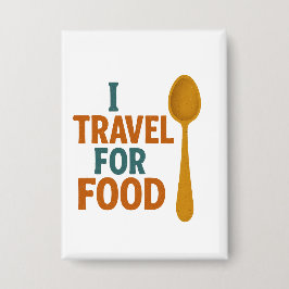 私は食べ物のために旅行 – ヴィンテージスプーンアドベンチャー 缶バッジ