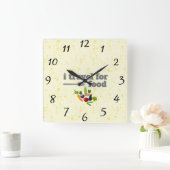 私は食べ物の壁の時計のために旅行 スクエア壁時計 (ホーム)