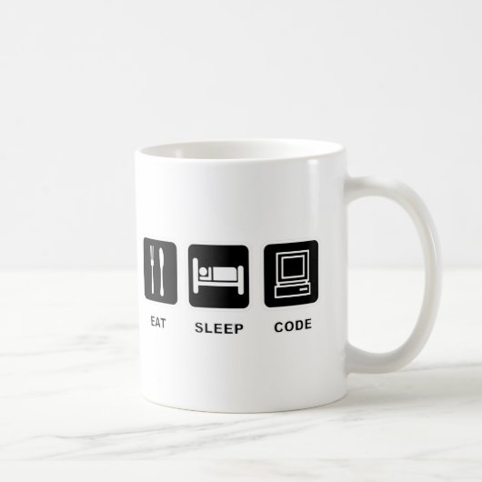 私は食べ、眠り、そしてコードします コーヒーマグカップ (右)