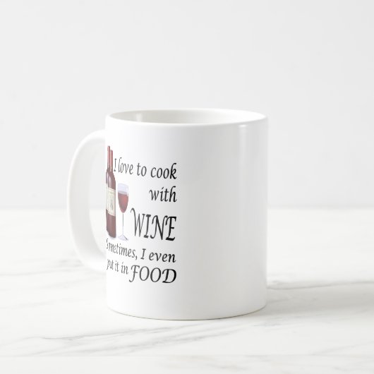 私は食糧のワインと-調理することを愛します コーヒーマグカップ (正面左)