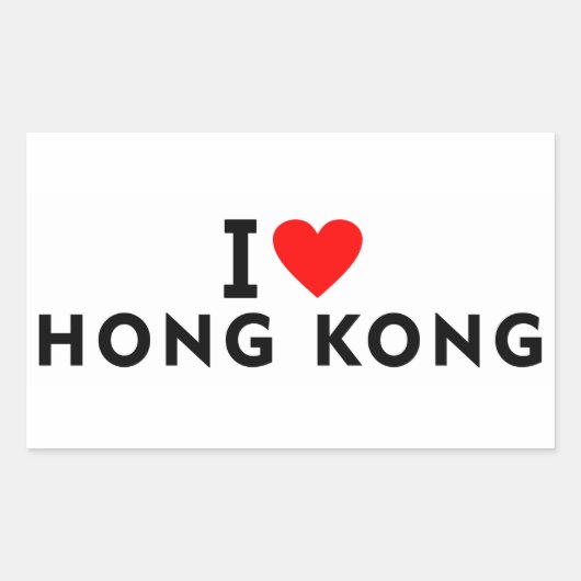 私は香港の国のようにハート旅行観光が大好き 長方形シール (正面)