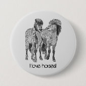 私は馬が大好き！キュートなアイスランドのポニー 缶バッジ (正面)