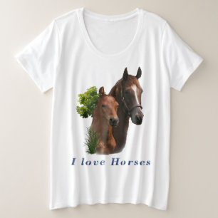 私は馬が大好き プラスサイズTシャツ