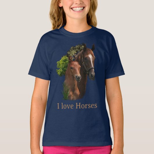 私は馬が大好き Tシャツ (正面)
