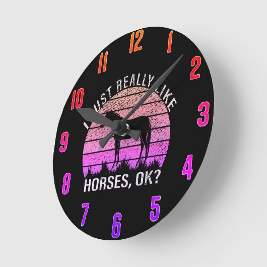 私は馬が本当に好きです、OK ラウンド壁時計 (傾斜)