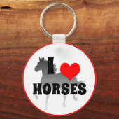 私は馬と赤いハート、園芸/キーチェーンが大好き キーホルダー (正面)