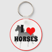 私は馬と赤いハート、園芸/キーチェーンが大好き キーホルダー (裏面)