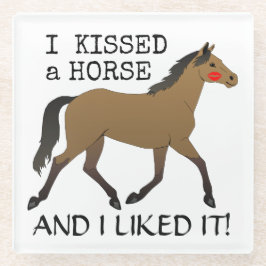 「私は馬にキスをし、私はそれを気に入った」ベイホース ガラスコースター