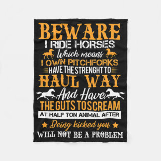 私は馬に乗る馬ライダー馬乗り馬 フリースブランケット