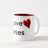 私は馬のマグを愛します ツートーンマグカップ (正面右)