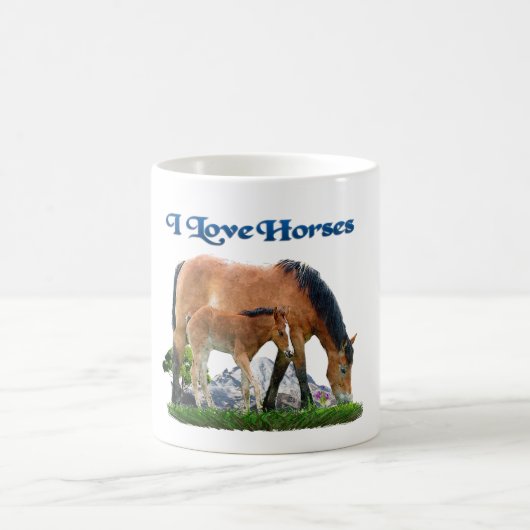 私は馬の製品が大好き コーヒーマグカップ (中央)