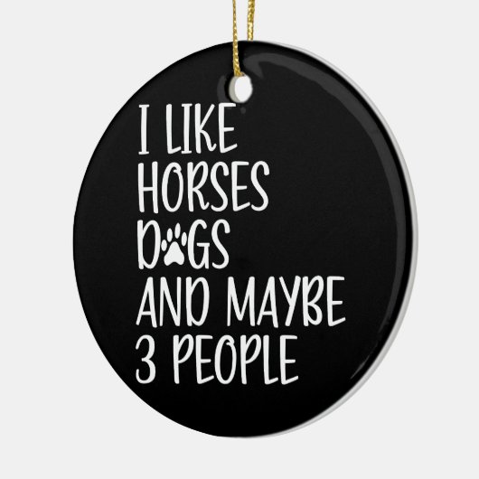 私は馬犬と多分3人が好きおもしろい セラミックオーナメント (左)