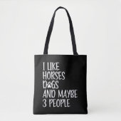 私は馬犬と多分3人が好きおもしろい トートバッグ (正面)