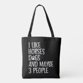 私は馬犬と多分3人が好きおもしろい トートバッグ (裏面)