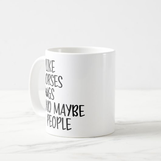 私は馬犬と多分3人のことわざが好きおもしろい コーヒーマグカップ (正面左)