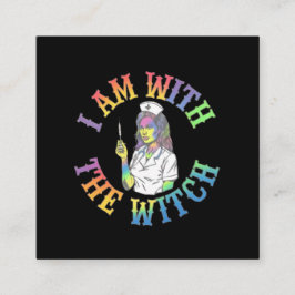 私は魔女と一緒にいる – & 不気味神秘的なハロウィーン スクエア名刺