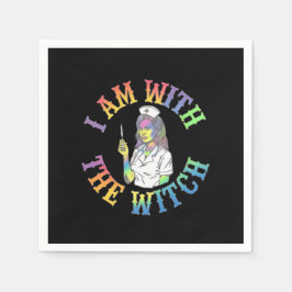 私は魔女と一緒にいる – & 不気味神秘的なハロウィーン スタンダードカクテルナプキン