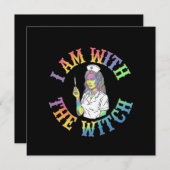 私は魔女と一緒にいる – & 不気味神秘的なハロウィーン 招待状 (正面/裏面)