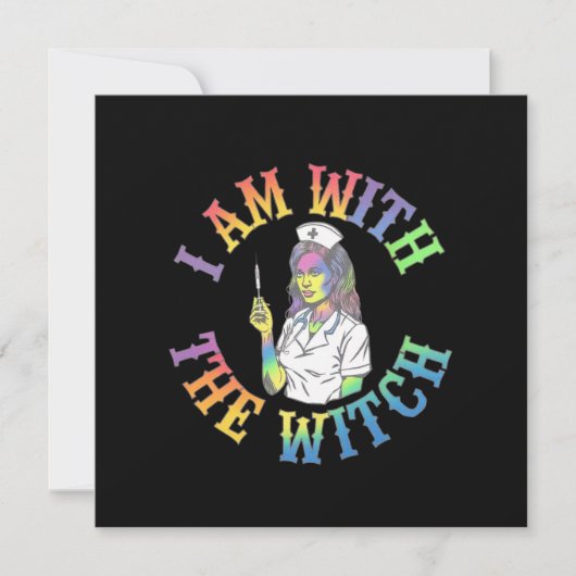 私は魔女と一緒にいる – & 不気味神秘的なハロウィーン 招待状 (正面)