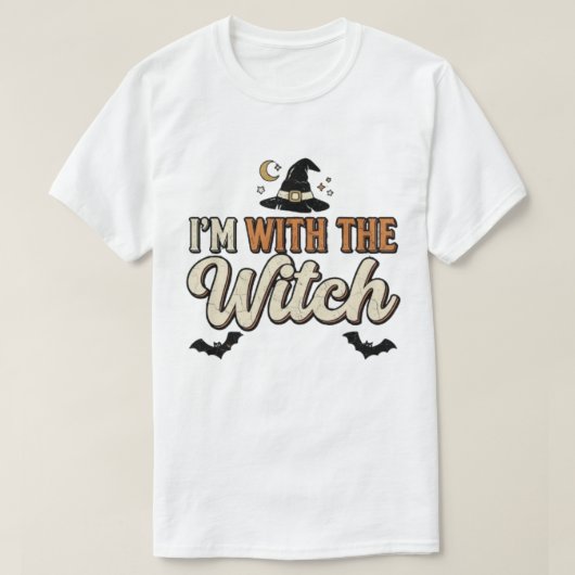 私は魔女と一緒 ハロウィン Tシャツ (デザイン正面)