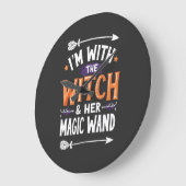私は魔女と彼女の魔法ウィンドハロウィンと一緒だ ラージ壁時計 (傾斜)