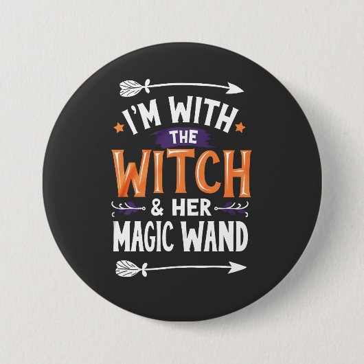 私は魔女と彼女の魔法ウィンドハロウィンと一緒だ 缶バッジ (正面)