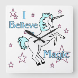 私は魔法のユニコーンの柱時計で信じます スクエア壁時計